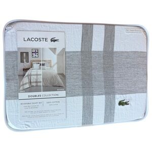 Lacoste Striped Gray and White Duvet Cover